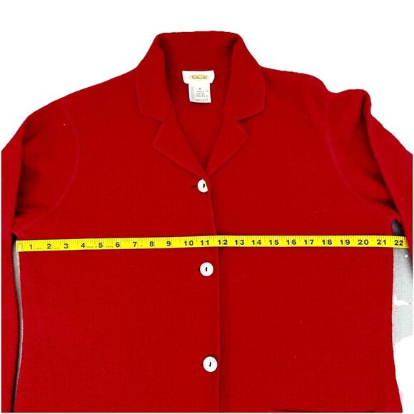 Talbots Red Boiled Wool Jacket Coat Sz Medium Lightweight 4 Button Pockets Scarf - Picture 13 of 16